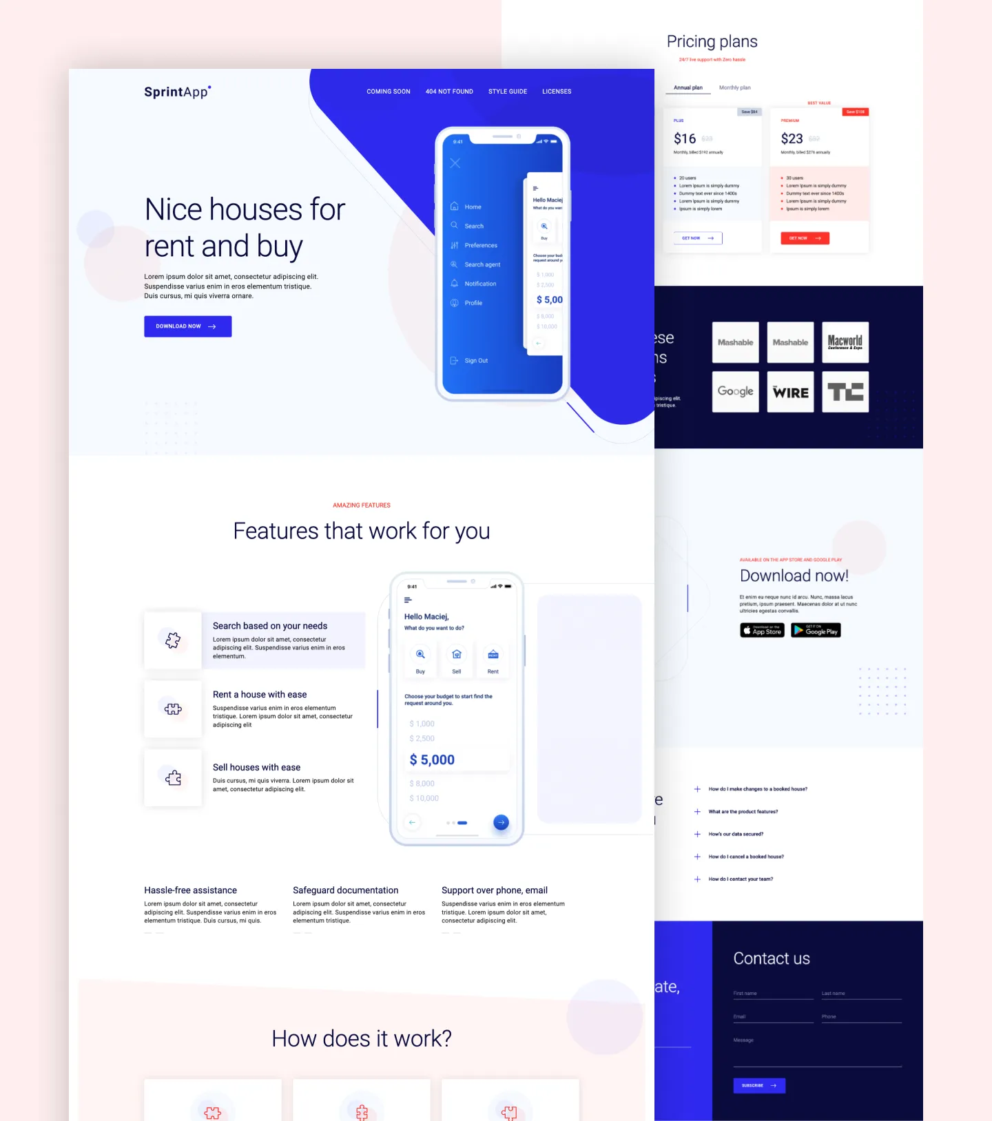 SprintApp – Landing page for mobile app